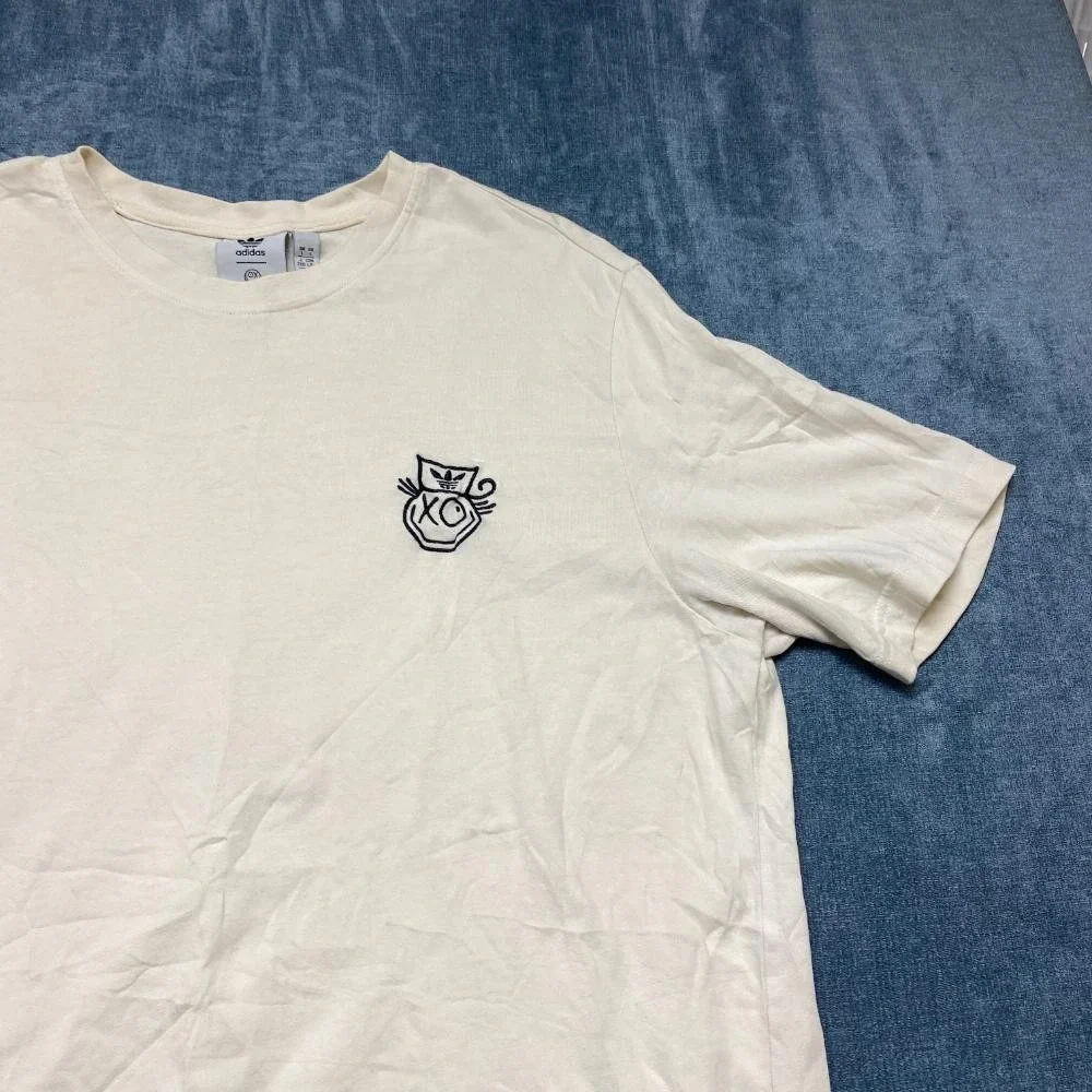 Adidas T-Shirt Mens Large Beige The World Needs Love Graphic Casual Outdoor Tee